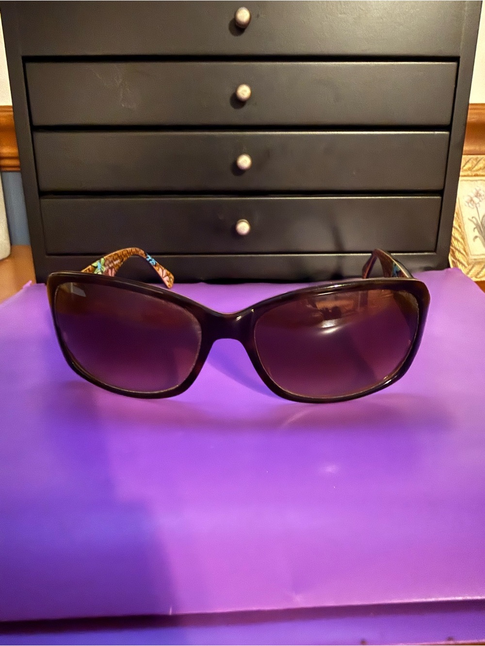 Coach Gradient Lens Sunglasses with Peony Temples with Coach hard case